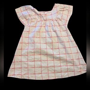 White Kids Dress with Red Grid Check